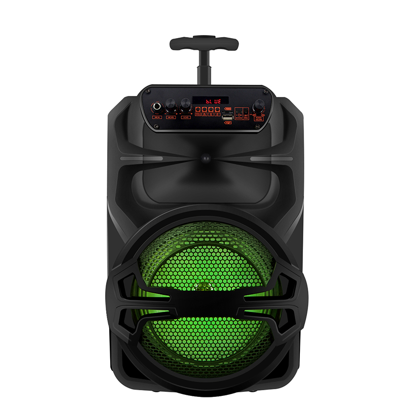 IBR marca al aire libre bluetooth karaoke caja de altavoz de música con carro de 8 pulgadas con luces