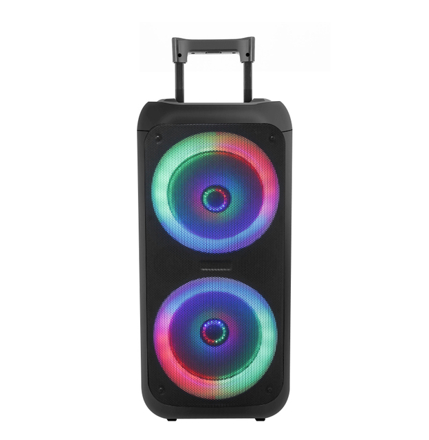 2022 Venta caliente Dual 8 altavoz de fiesta de plástico con carro de luz disco LED