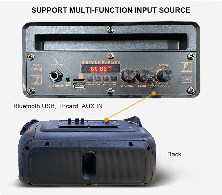 altavoz port&aacute;til dual de 4 pulgadas con espect&aacute;culo de luz din&aacute;mica