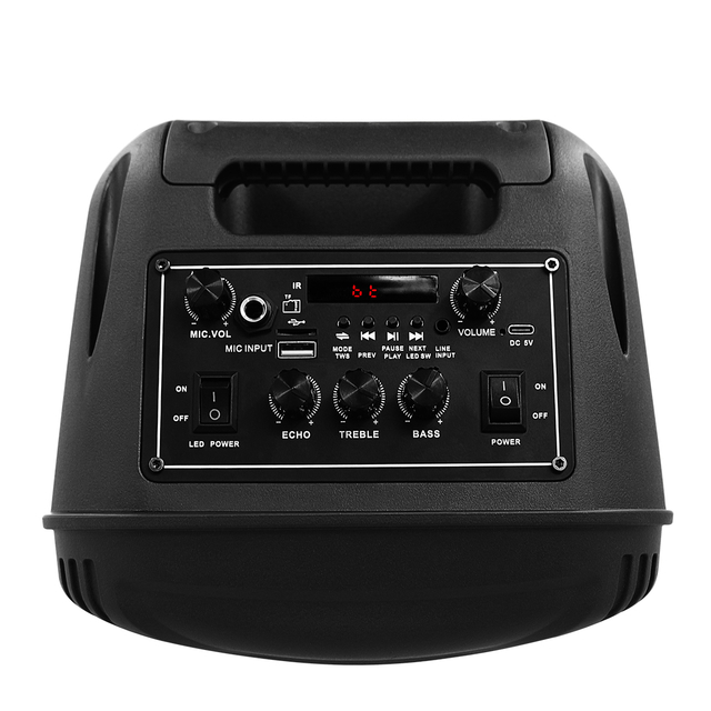 Altavoz de fiesta de DJ de micrófono dual de 6.5 pulgadas portátiles con amplificador de luces de disco