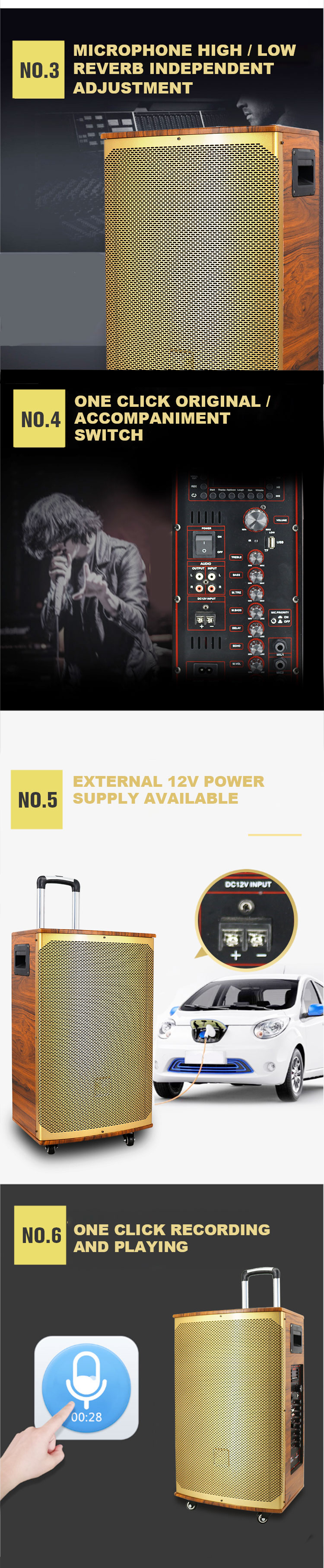 altavoz de rock al aire libre de Bluetooth